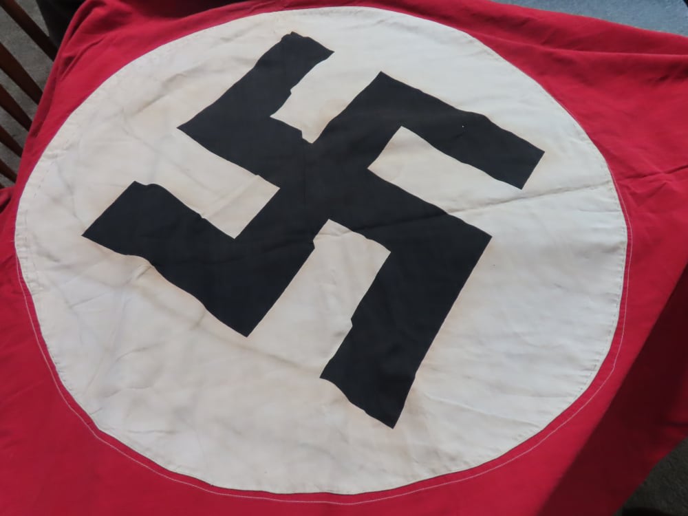 LARGE WWII GERMAN NATIONAL PARTY FLAG/BANNER-6'x 12'-ORIGINAL-GREAT LOOKING-img-12