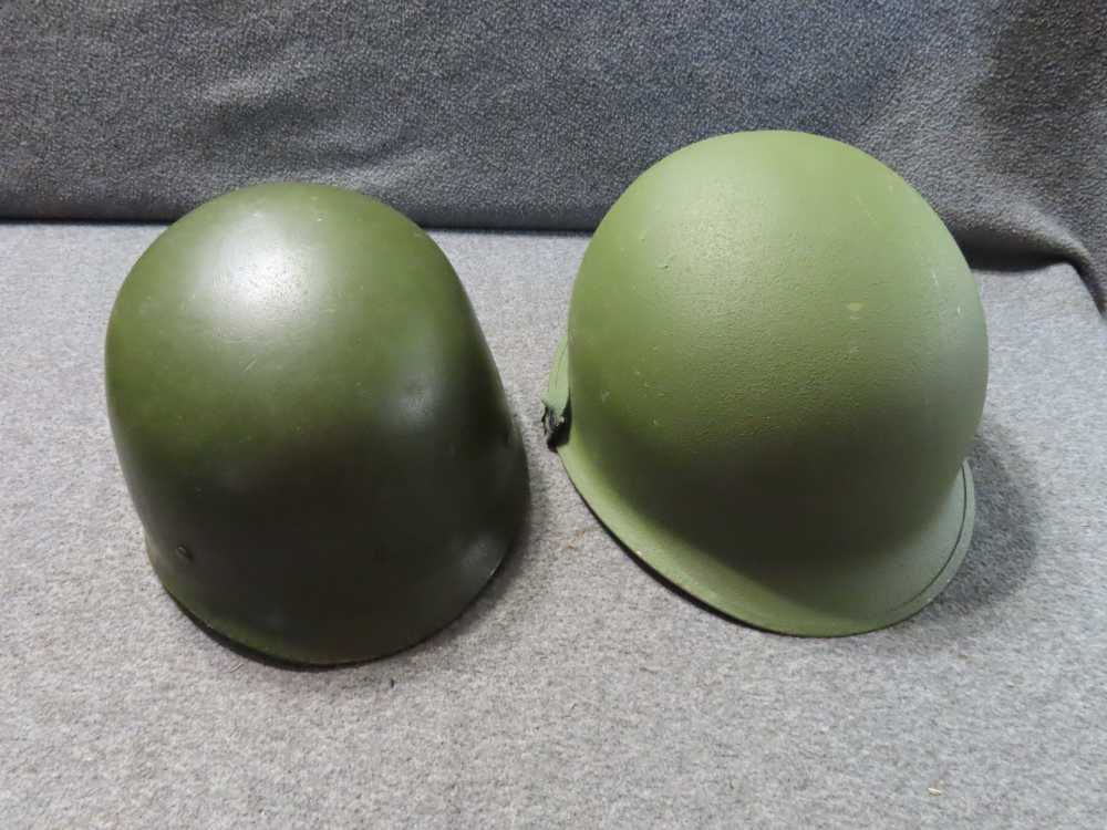 3-POST VIETNAM WAR ERA USGI M1 HELMETS, COMPLETE WITH LINERS & CHINSTRAPS-img-13