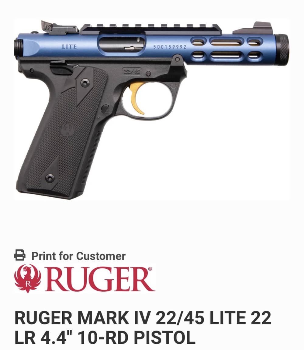 Ruger Mark IV 22lr blue threaded barrel NIB 43932-img-0
