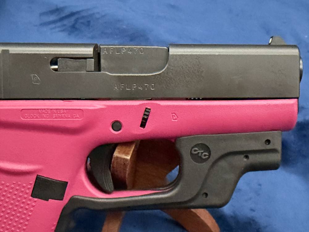 Glock 43 G43 9mm Raspberry Pink Cerakote Crimson Trace Laser 2 Mags Layaway-img-6