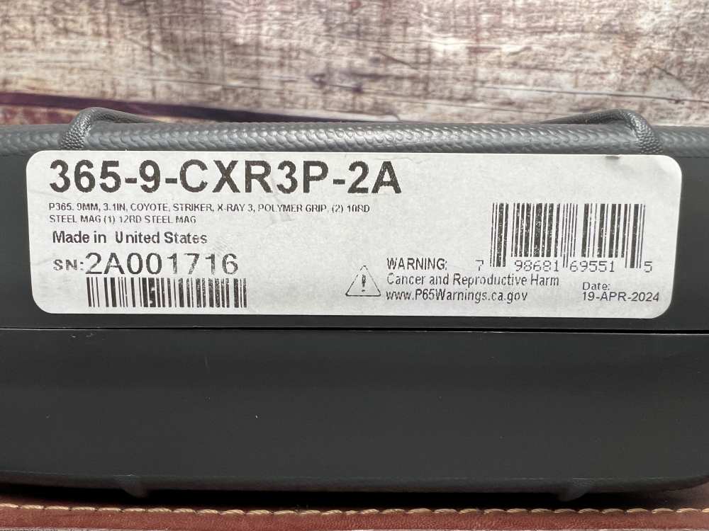 SIG SAUER P365 2A 9mm 3.1" XRay3 Sights 2x10rd/1x12rd Pistol 365-9-CXR3P-2A-img-5