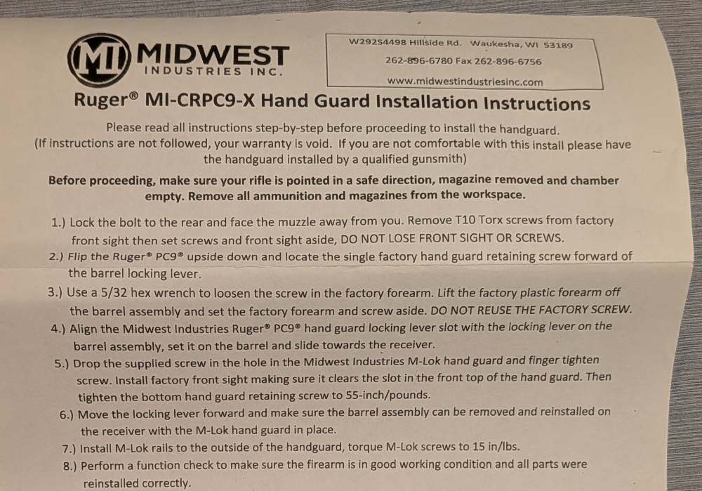 Midwest Industries PC9 Combat Rail 14" M-LOK – Ruger PC Carbine 9mm – LNIB-img-24