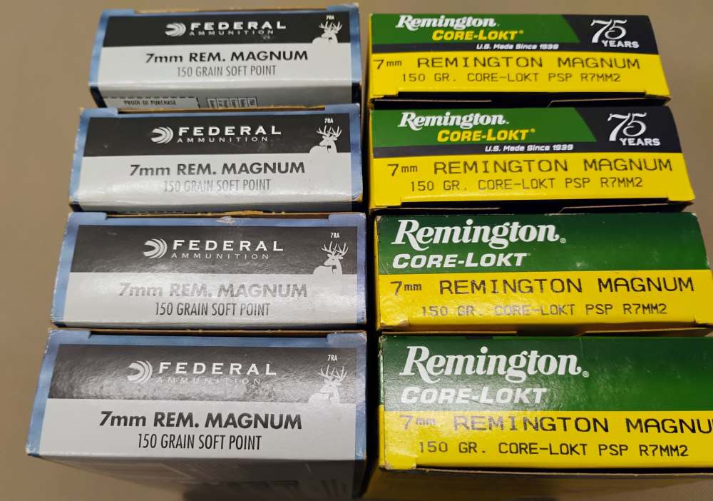 7mm Rem Mag Ammunition, 160 rounds 8 full boxes,  Remington/Federal 150 gr-img-0