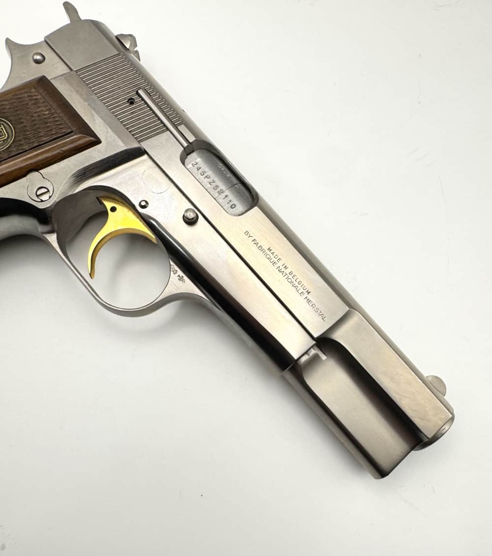 Beautiful 1981 Belgian Browning Hi Power 9mm Pistol Nickel High Belgium-img-7