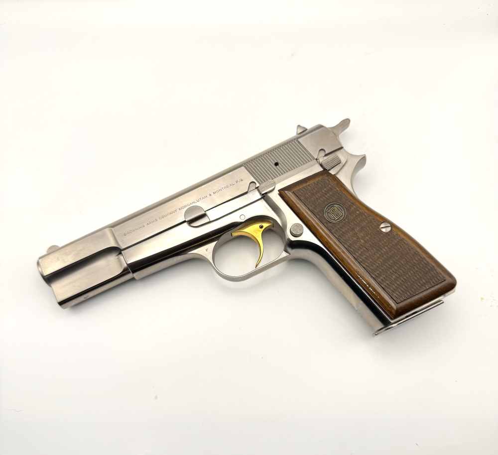 Beautiful 1981 Belgian Browning Hi Power 9mm Pistol Nickel High Belgium-img-0