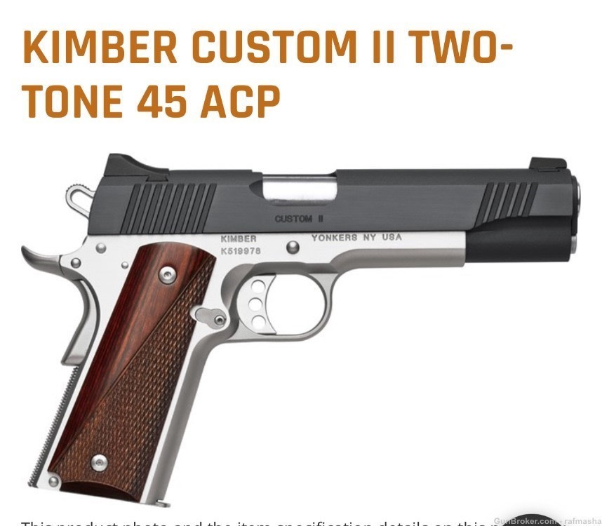 Kimber Custom II Two-Tone 45ACP 5”-img-0