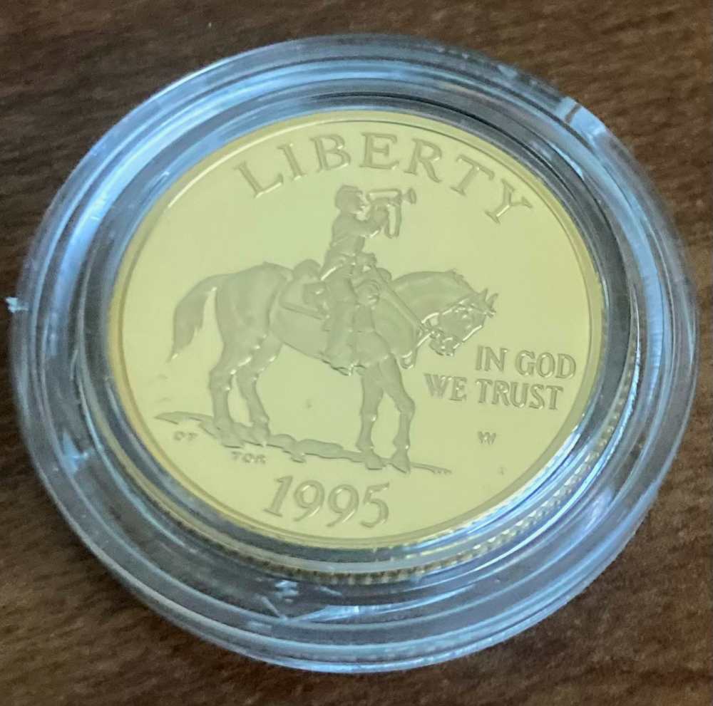 1995 W Proof Civil War Battlefields Commemorative $5 Gold Coin -img-2