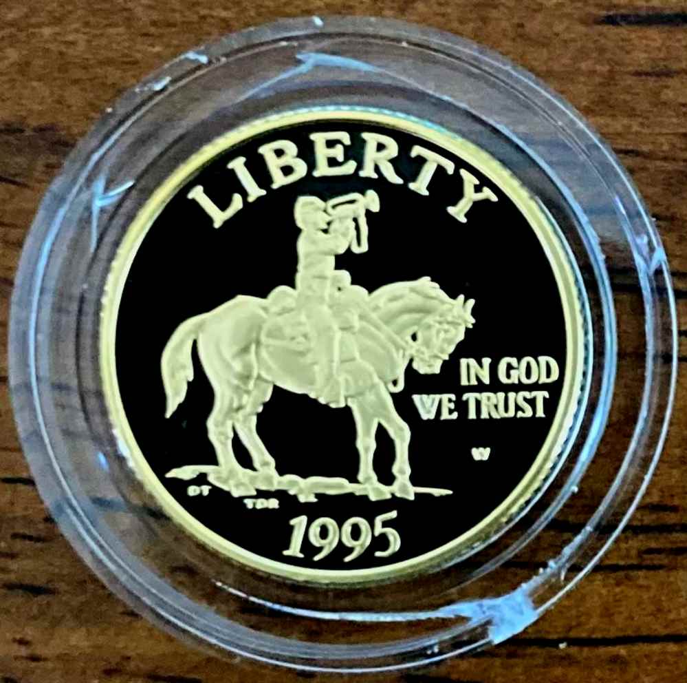 1995 W Proof Civil War Battlefields Commemorative $5 Gold Coin -img-0