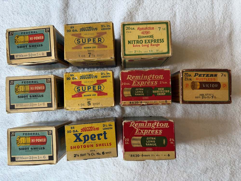Instant Collection - Lot of 11 boxes Vintage 20 Ga & 12 Ga Shotgun Shells-img-0
