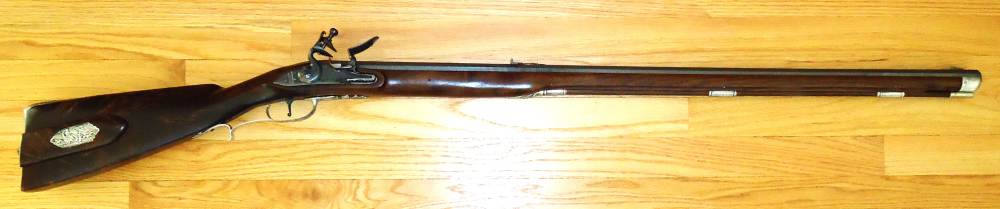 62 Caliber Transition Era 1740 Flintlock Rifle Damascus Barrel Silver Mount-img-1