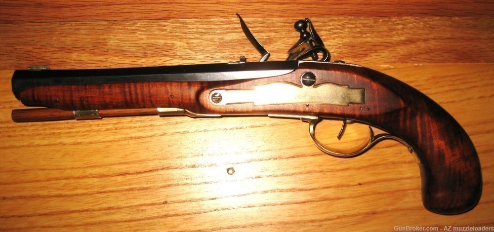NEW 50 Cal Flintlock Pistol Swamped Getz Barrel, Chambers Lock, Curly Maple-img-1