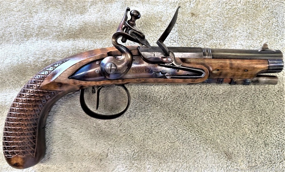Custom 50 Cal Roby Flintlock Pistol, MBS Barrel, Muzzleloader, Siler -img-0