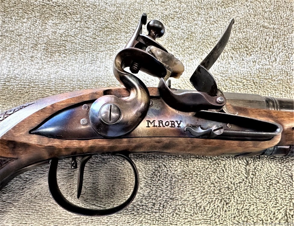 Custom 50 Cal Roby Flintlock Pistol, MBS Barrel, Muzzleloader, Siler -img-5