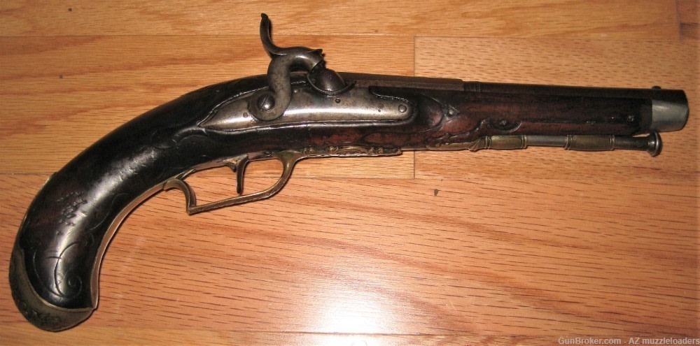  Smoothbore Pistol, Original , German, Cast Engraved, 50 Cal, Muzzleloader-img-0