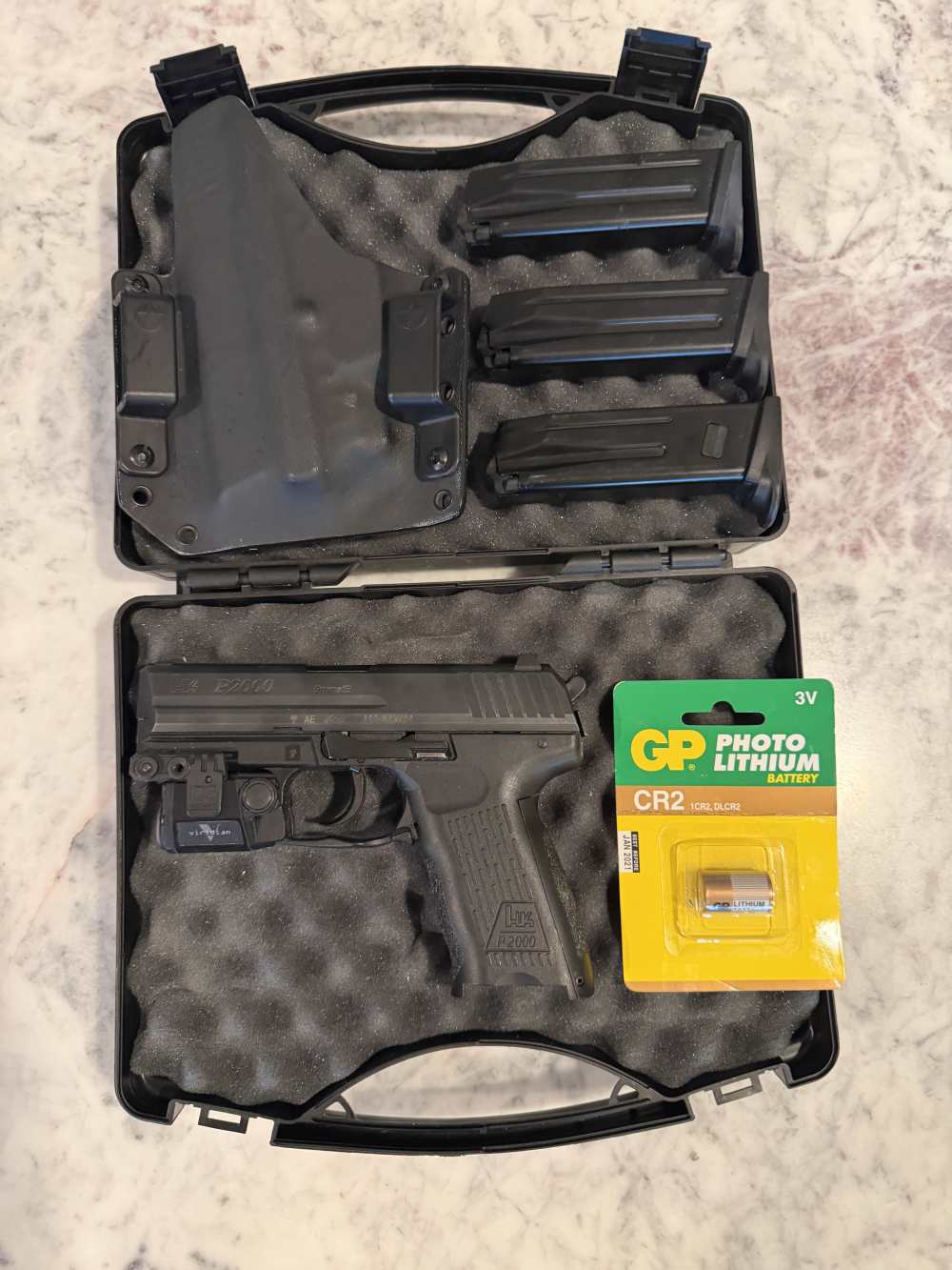 HK P2000 V3 9mm DA/SA w/ Case, 3 Mags, Viridian C5 Green Laser & Kydex Hols-img-0