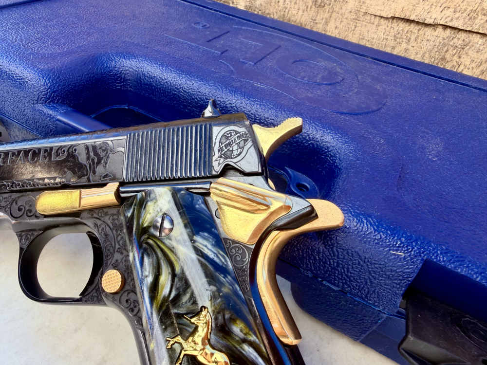 Colt Government Scarface Engraved Polished Royal Blued & 24k Gold-img-14