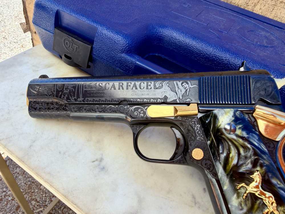 Colt Government Scarface Engraved Polished Royal Blued & 24k Gold-img-13