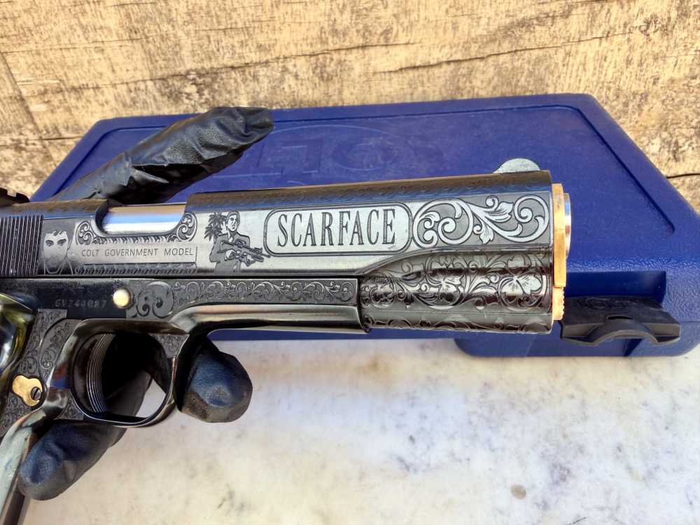 Colt Government Scarface Engraved Polished Royal Blued & 24k Gold-img-20