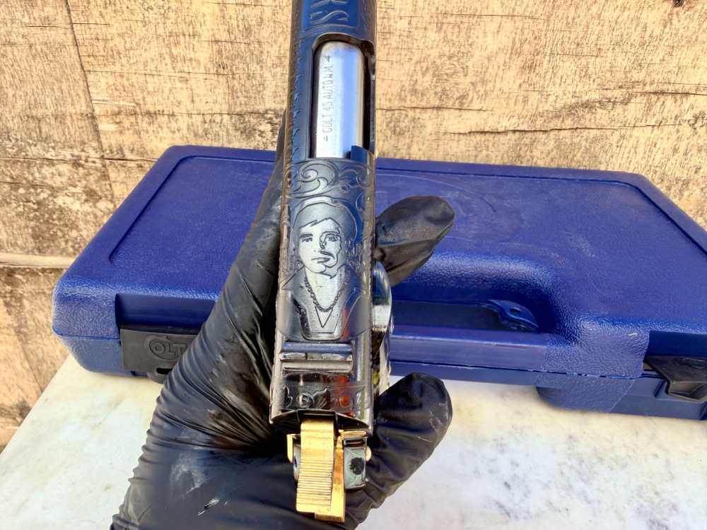 Colt Government Scarface Engraved Polished Royal Blued & 24k Gold-img-15