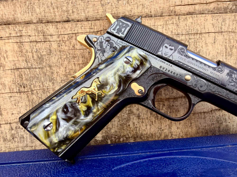 Colt Government Scarface Engraved Polished Royal Blued & 24k Gold-img-9