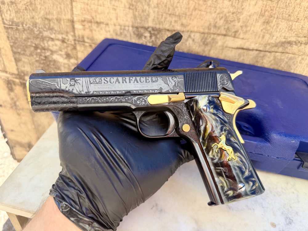 Colt Government Scarface Engraved Polished Royal Blued & 24k Gold-img-18