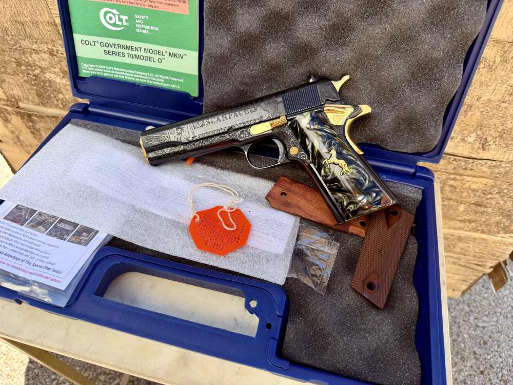 Colt Government Scarface Engraved Polished Royal Blued & 24k Gold-img-23