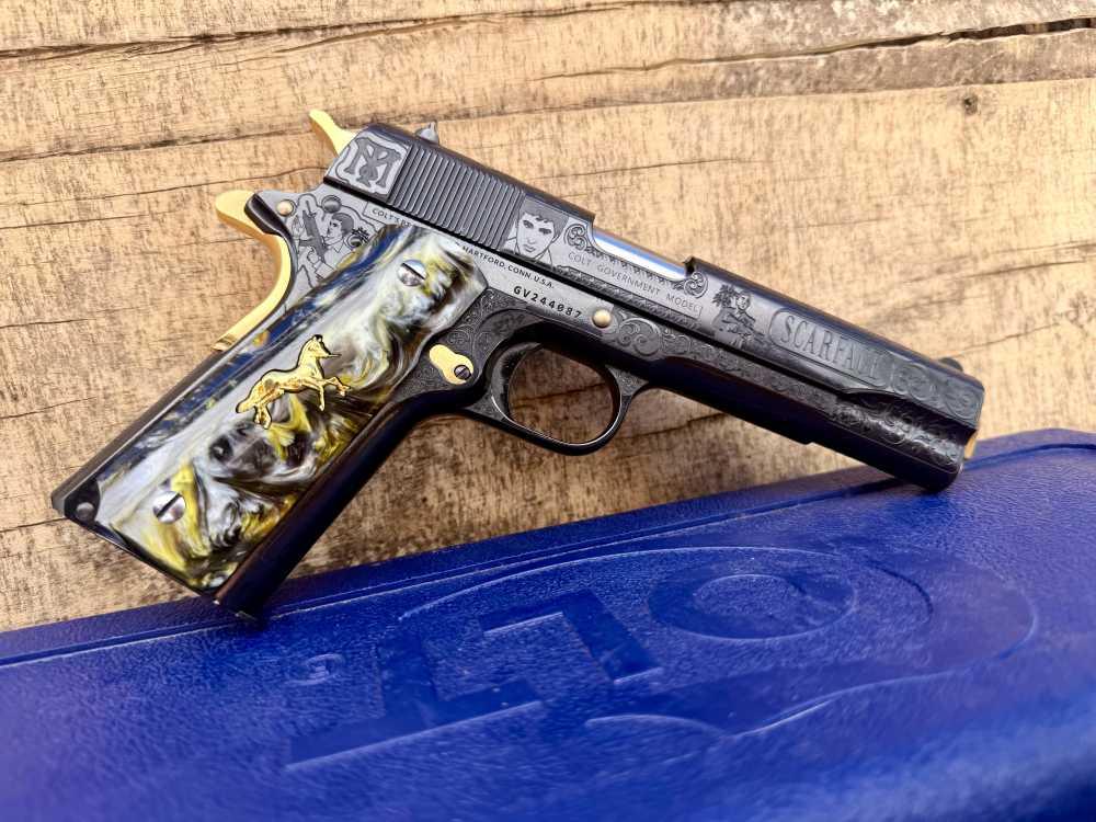 Colt Government Scarface Engraved Polished Royal Blued & 24k Gold-img-6