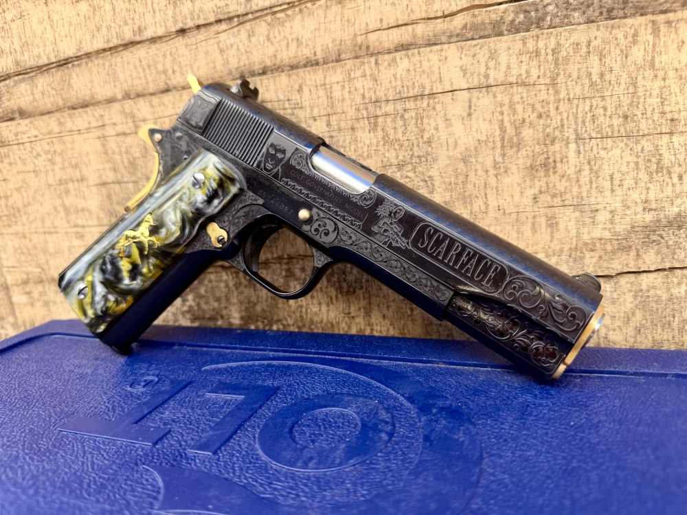 Colt Government Scarface Engraved Polished Royal Blued & 24k Gold-img-4