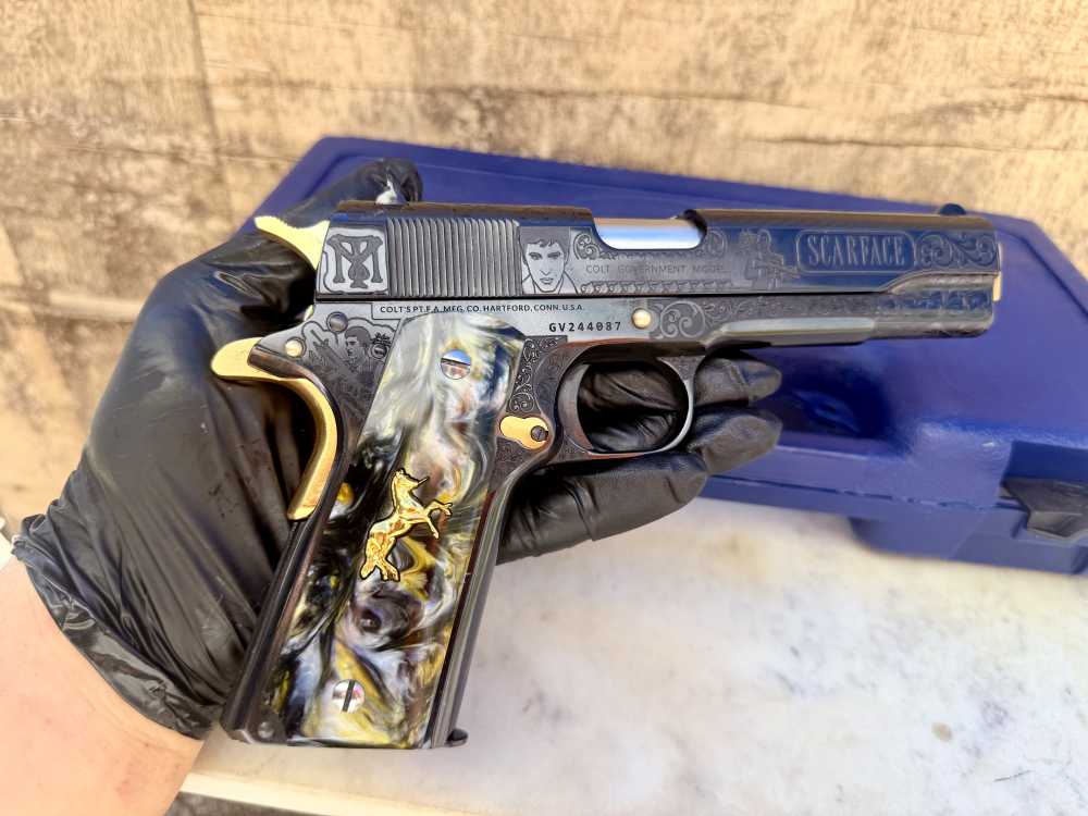 Colt Government Scarface Engraved Polished Royal Blued & 24k Gold-img-19