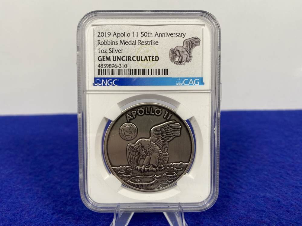 -SILVER- 2019 Apollo 11 50th Anniv. Comm *1 Troy Ounce .999 PURE SILVER*-img-5