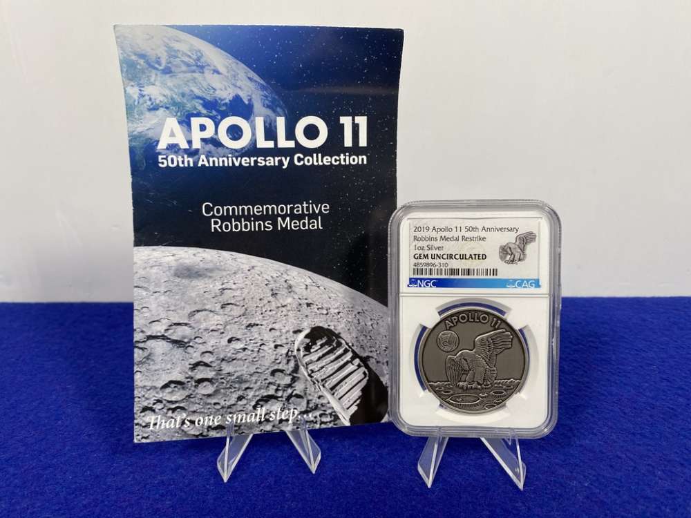 -SILVER- 2019 Apollo 11 50th Anniv. Comm *1 Troy Ounce .999 PURE SILVER*-img-9