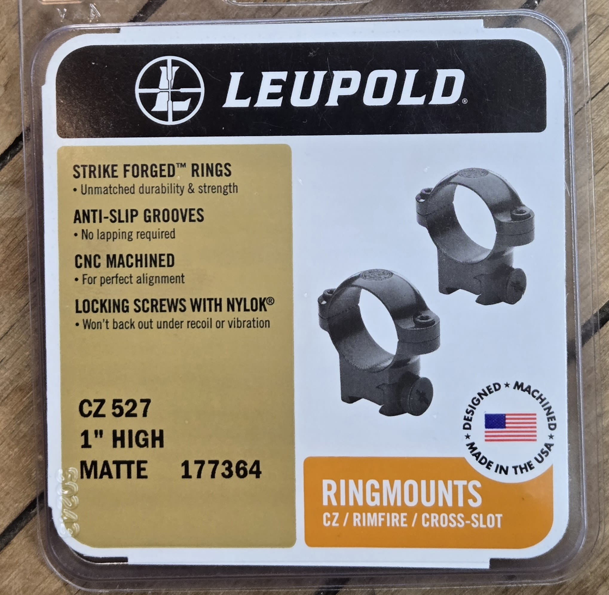 Leupold CZ 527 1" High Rimfire Cross-Slot Ringmounts, 177364-img-2