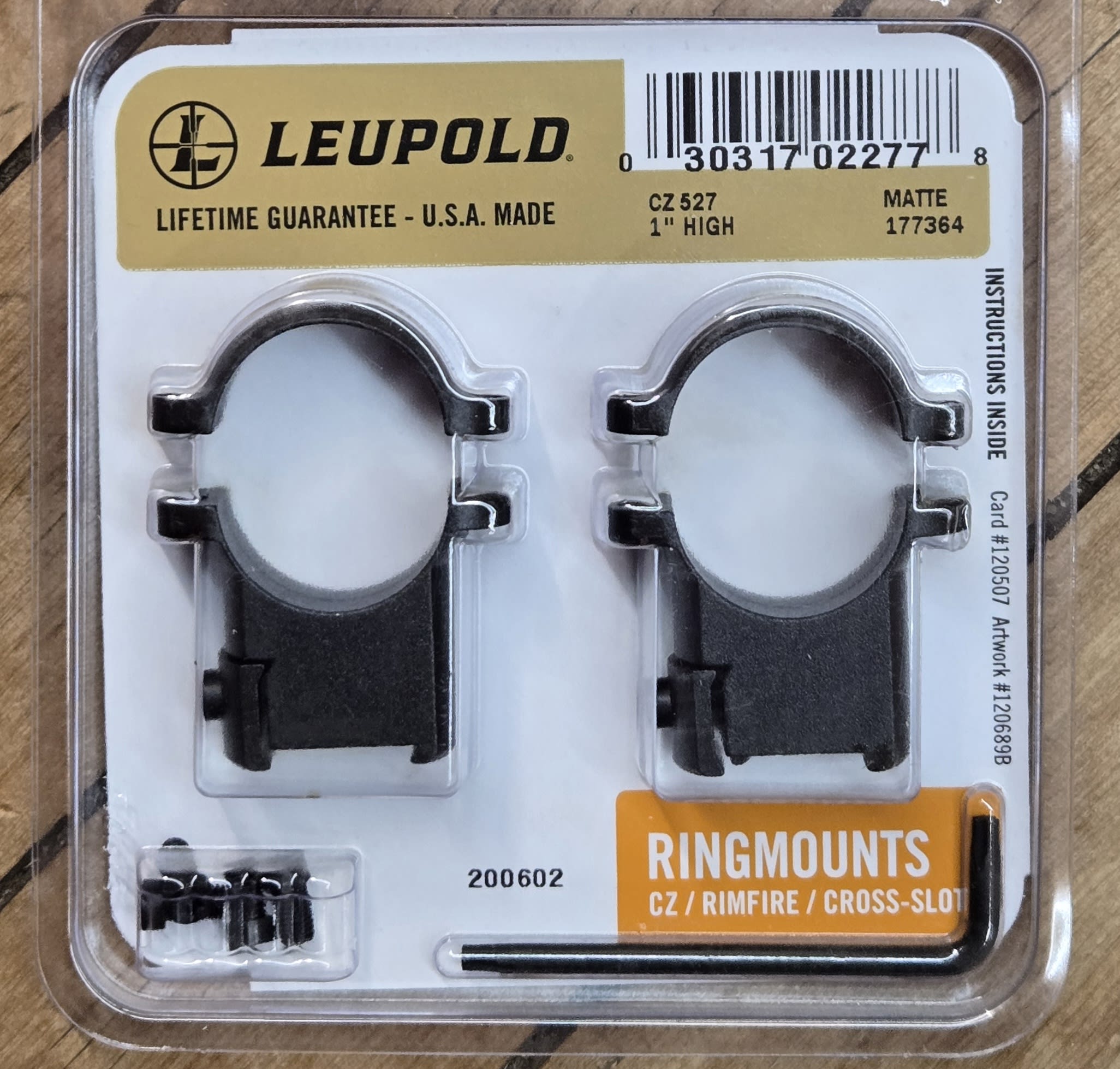Leupold CZ 527 1" High Rimfire Cross-Slot Ringmounts, 177364-img-1