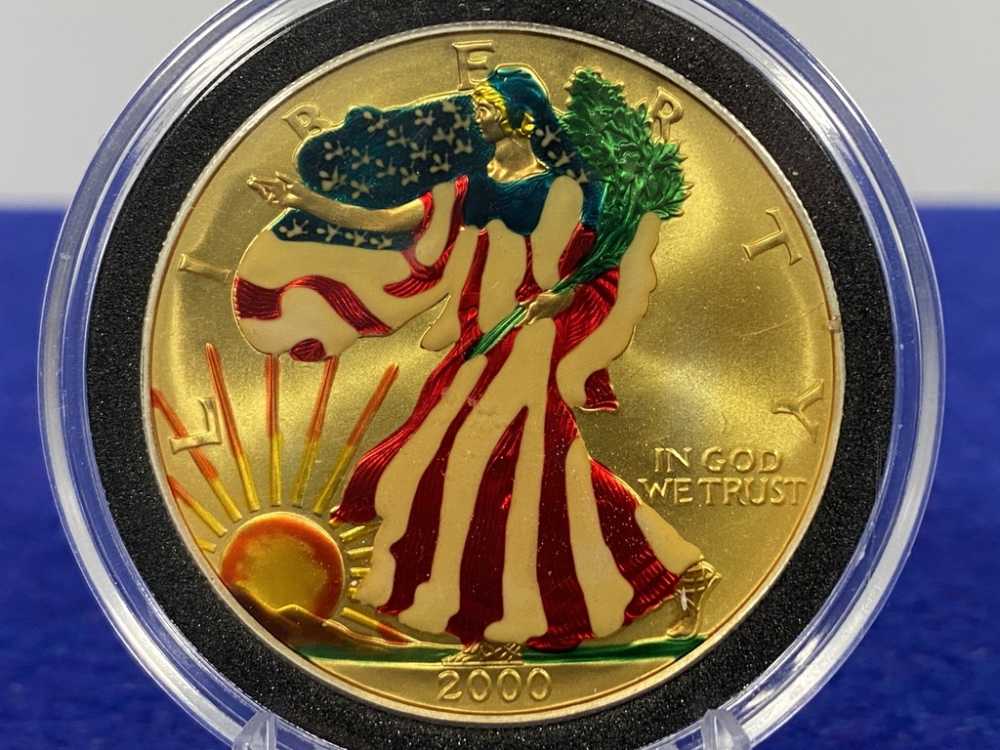 2000 Silver Eagle BEAUTIFUL COLORIZED SPECIAL EDITN 1 Troy Oz *PENNY START*-img-3