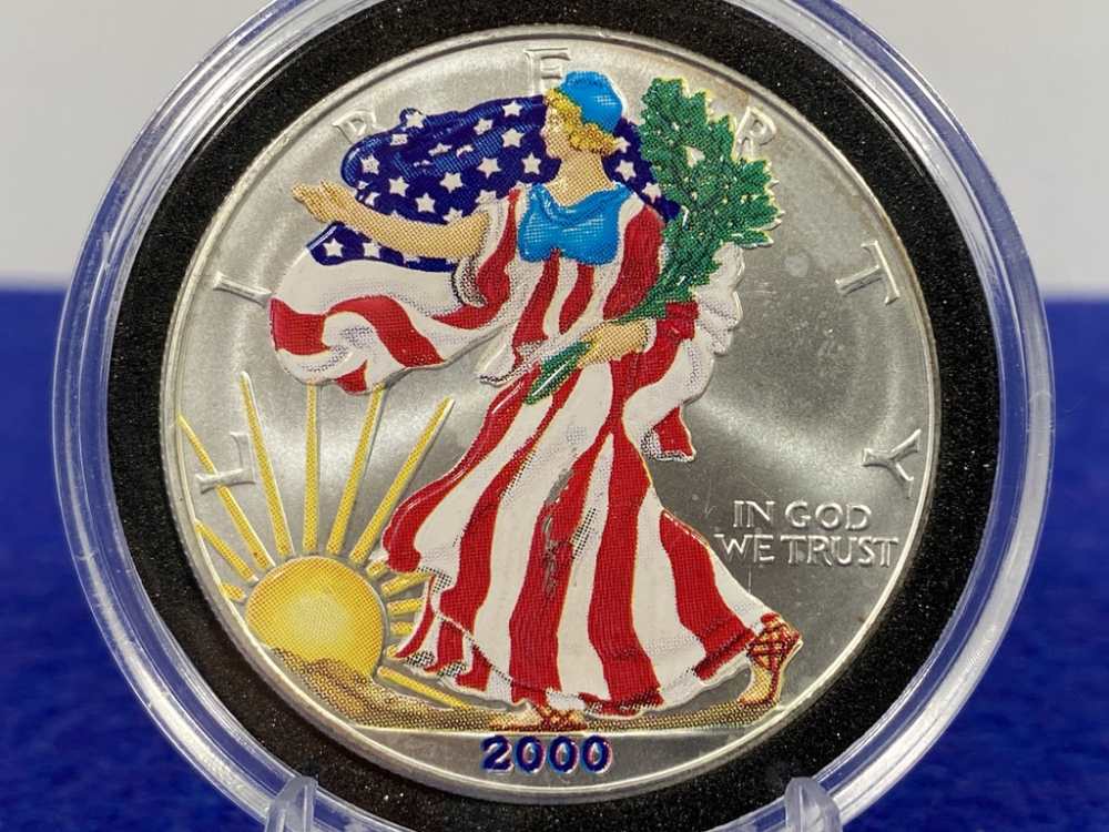 2000 Silver Eagle -BEAUTIFUL COLORIZED SPECIAL EDITION- 1 Troy Oz of SILVER-img-3