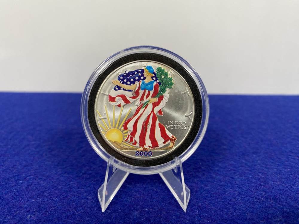 2000 Silver Eagle -BEAUTIFUL COLORIZED SPECIAL EDITION- 1 Troy Oz of SILVER-img-0