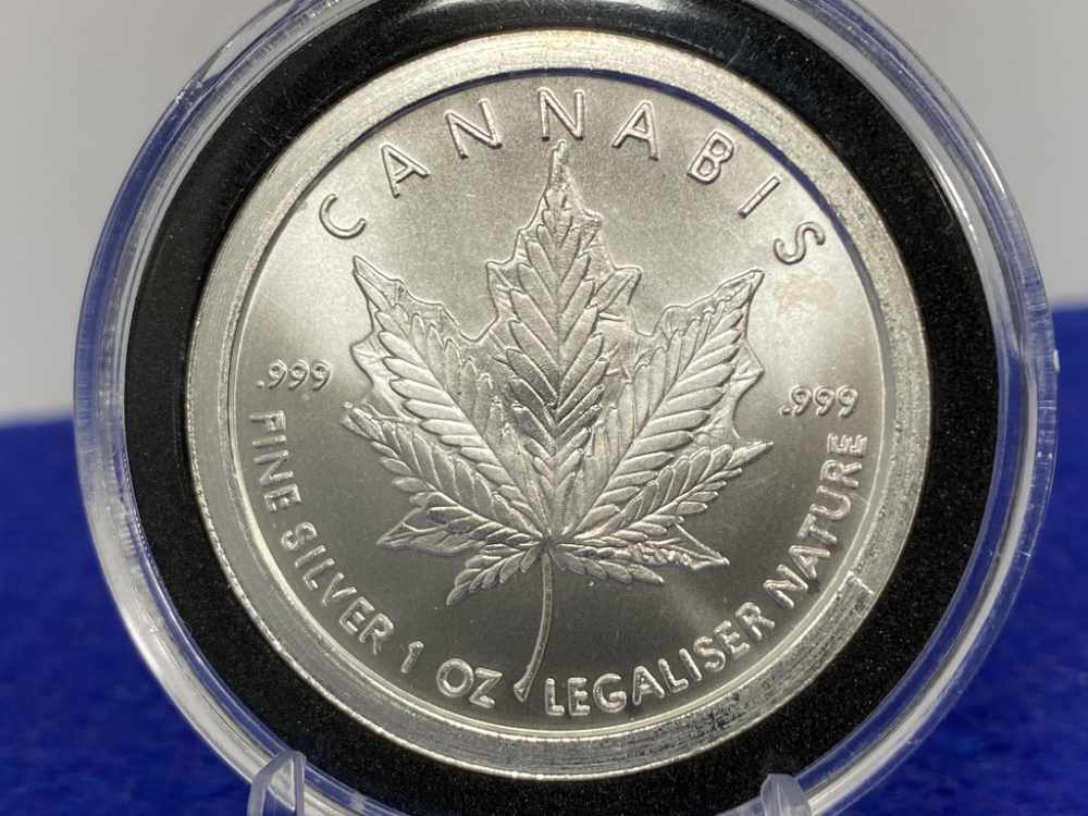 *SCARCE* Silver Shield Cannabis *1 Troy Ounce* FINE SILVER *Cannabis Maple*-img-3