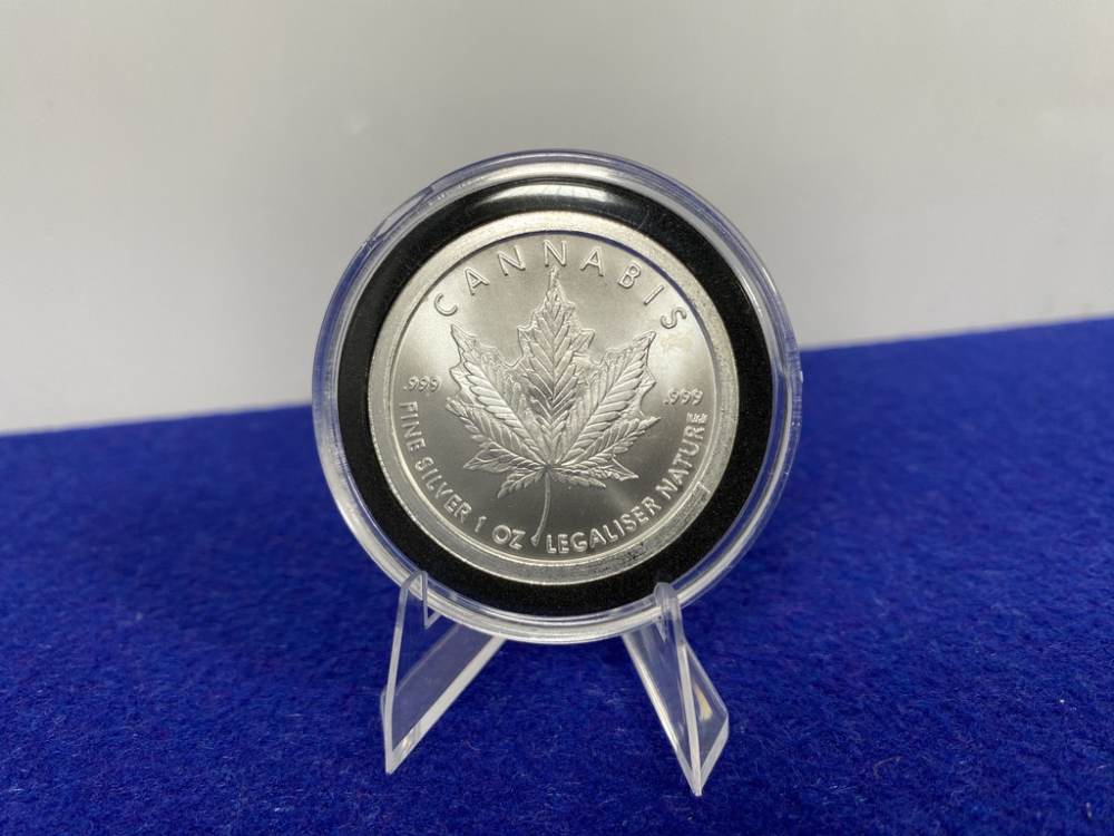 *SCARCE* Silver Shield Cannabis *1 Troy Ounce* FINE SILVER *Cannabis Maple*-img-6