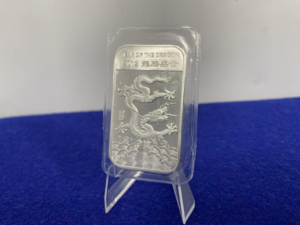 *APMEX* 2012 Year of The Dragon *1 Troy Ounce SILVER Bar* -Factory Sealed--img-6