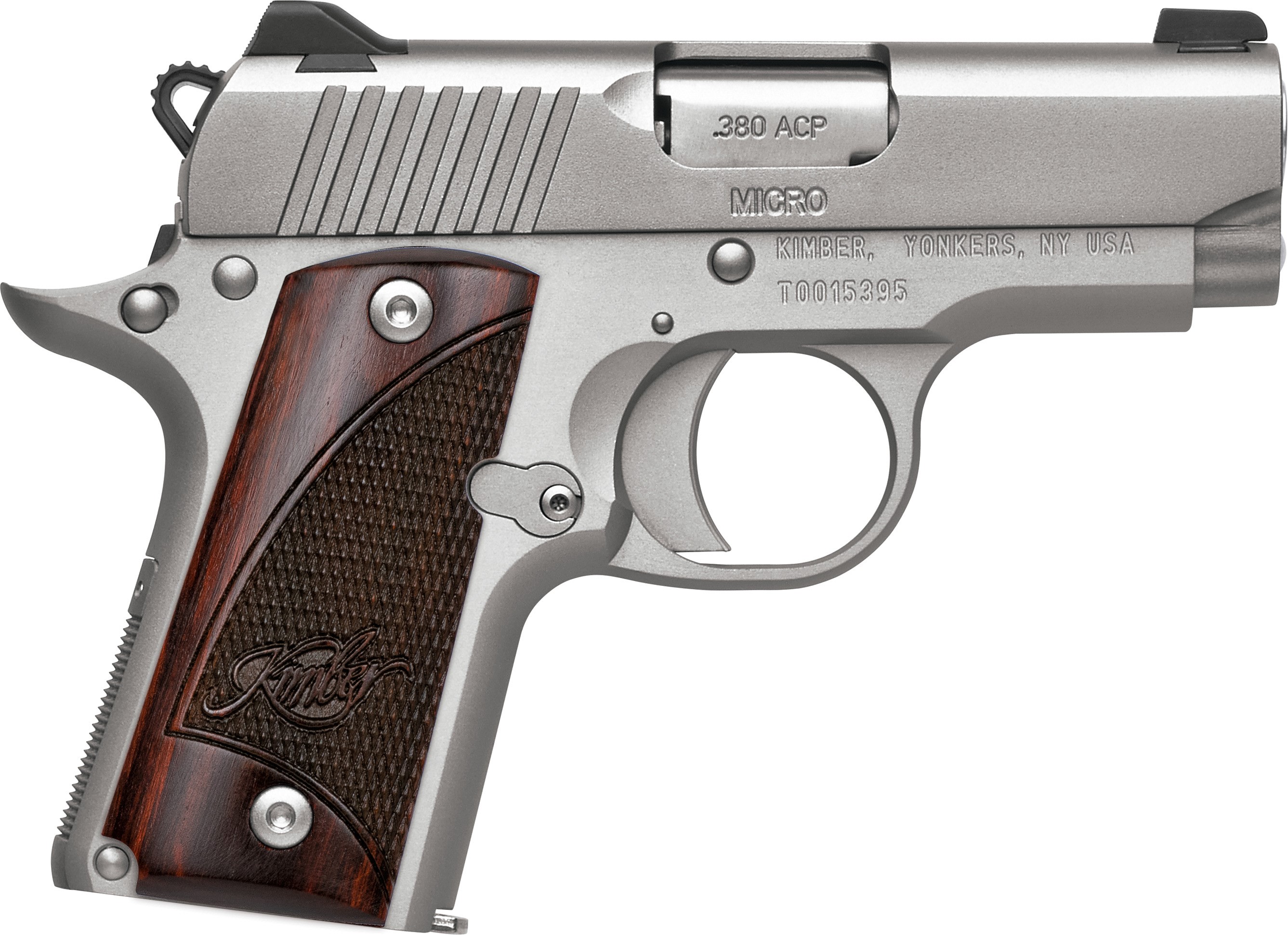 3300207 Kimber Micro Stainless Rosewood 380 ACP 2.75" 7 + 1rd Satin Silver-img-0