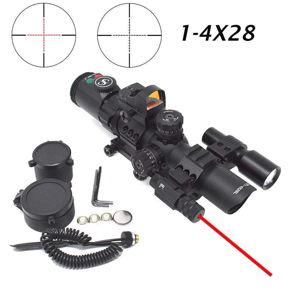 Sniper ST1-4X28 AR Tactical Rifle Scope Combo Red/Green Illuminated Reticle-img-1