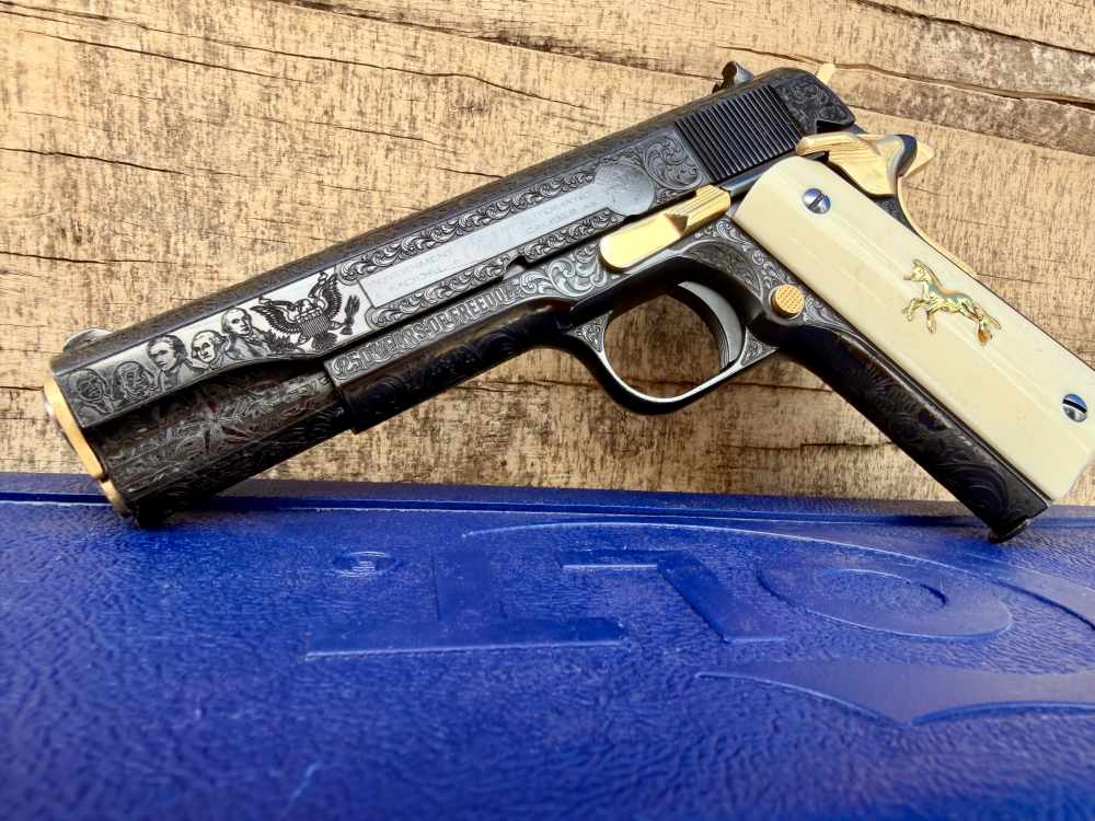 Colt Govt Model “250th Anniversary” USA Polished Blued & 24k Gold -img-1