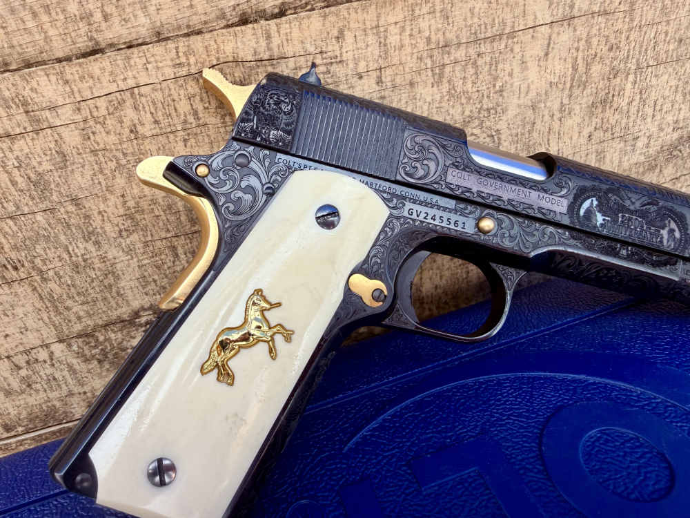 Colt Govt Model “250th Anniversary” USA Polished Blued & 24k Gold -img-9