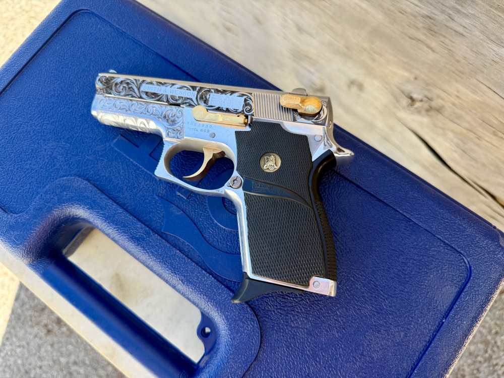 Smith & Wesson 669 9mm ENGRAVED High Polished Stainless & 24k Gold-img-5