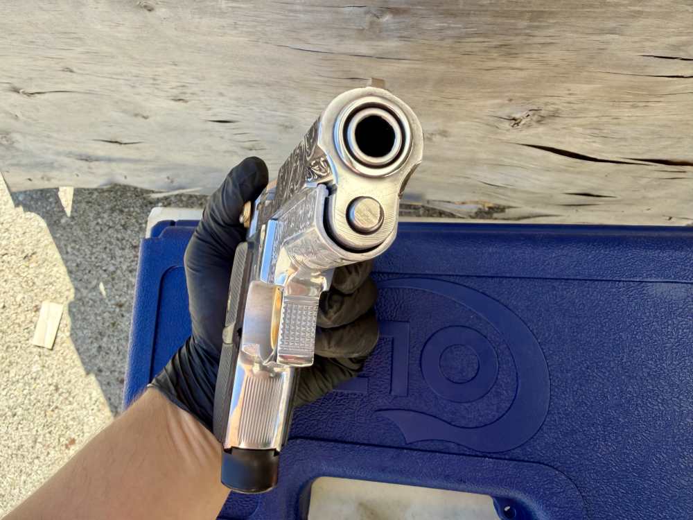 Smith & Wesson 669 9mm ENGRAVED High Polished Stainless & 24k Gold-img-17