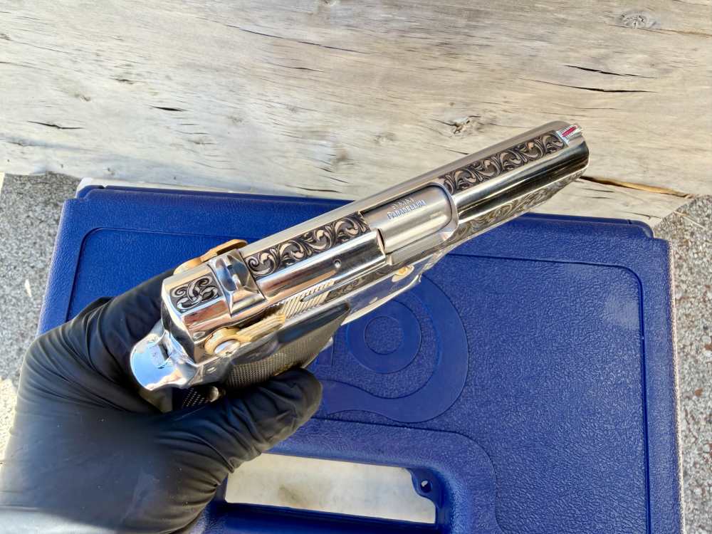 Smith & Wesson 669 9mm ENGRAVED High Polished Stainless & 24k Gold-img-24