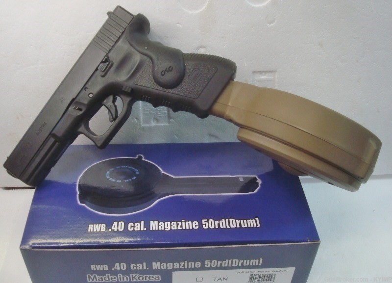1 Glock .40 s&w 50 round New Desert Tan Drum magazine 40 Korean-img-1