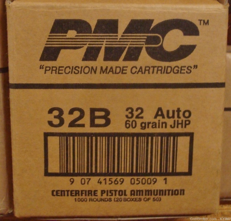 200 PMC .32 acp JHP 60 grain 32B new Brass Case Hollow Point Ammunition-img-4
