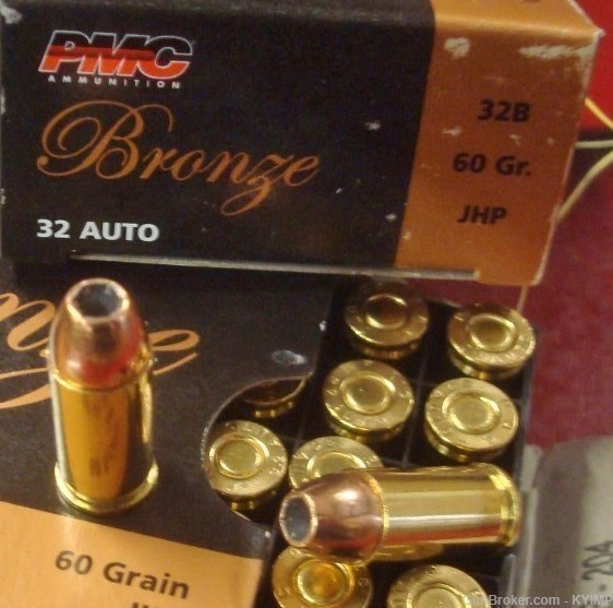 200 PMC .32 acp JHP 60 grain 32B new Brass Case Hollow Point Ammunition-img-1