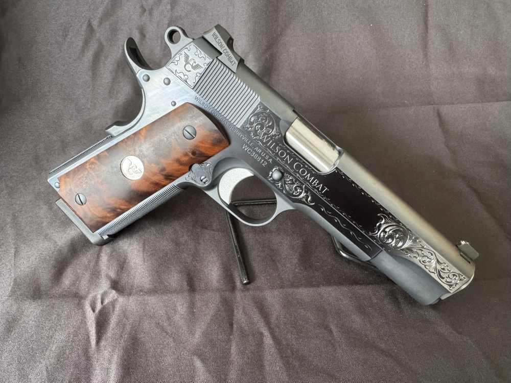 New Wilson Combat CQB - Hand Engraved - Turnbull Charcoal Blue Polished -img-0